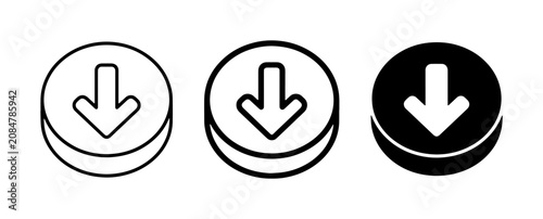 Quadro em tela Download Icons Set, Down Arrow Buttons, Save and Upload Symbols, Vector Graphics