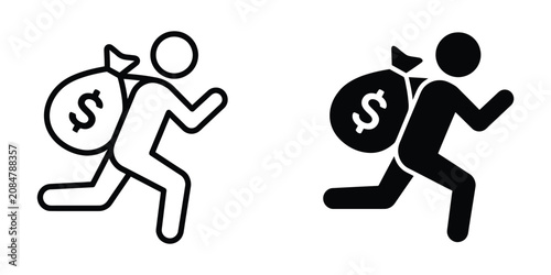 Konstfotografi Person carrying money bag icon in outline and solid style