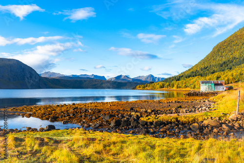 Canvas Print View of fjords in Senja, Norway