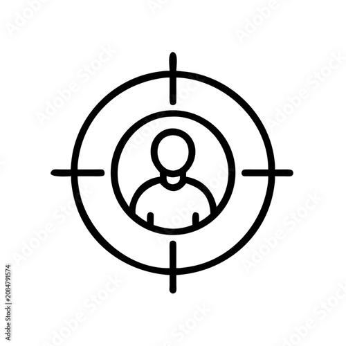 Bild auf Leinwand Target customer person in crosshair business icon vector.