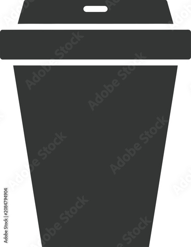Coffee cup icon depicts a minimalist takeaway beverage container in a solid dark grey silhouette style.