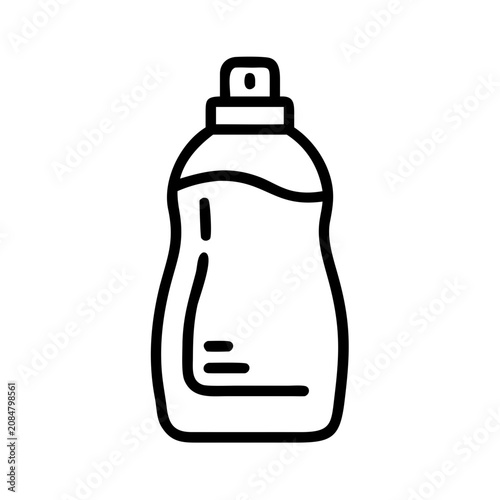 Liquid detergent bottle icon outline for washing and cleaning products.