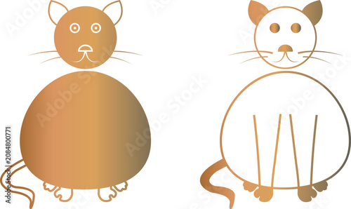 Two cute abstract cat illustrations with simple geometric shapes and gradient colors.