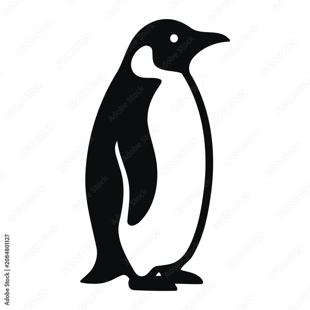 Obraz premium Minimalist Black and White Penguin Silhouette
