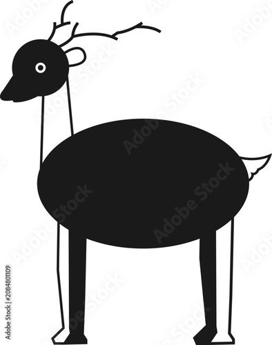 Simple black and white deer animal icon design for modern graphic projects and logos.
