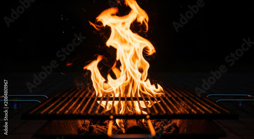 Barbecue Grill Flames Igniting A Warm Outdoor Cooking Experience