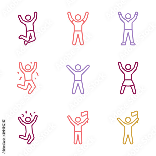 Tableau sur toile People jumping up in the air with joy and excitement expressions