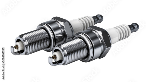 Cuadro en lienzo Isolated automotive spark plugs for internal combustion engines, essential vehic