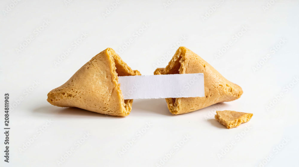 Fototapeta premium Broken golden triangle cookie with missing piece