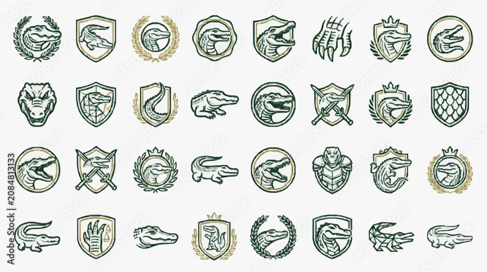 Fototapeta premium Collection of Vintage Alligator and Crocodile Emblem Logos