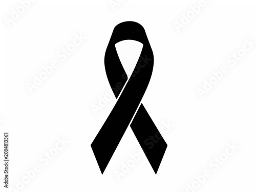 Solid Black Awareness Ribbon Silhouette Symbolizing Mourning, Grief, and Memorial Service Events