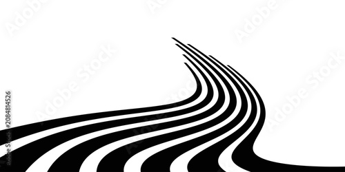 Tableau sur toile Abstract curved line pattern background, perspective line stripes with 3d dimens