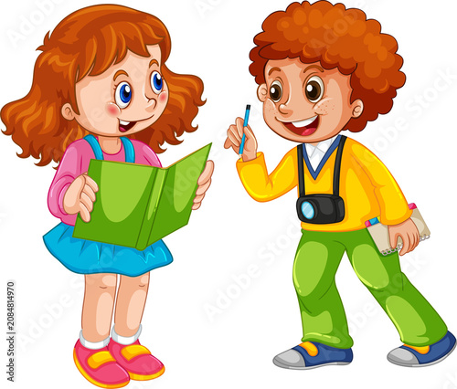 Cute Cartoon Two Girls Walking Together with Backpacks — Adorable School Friends Kids Character Illustration on Transparent Background