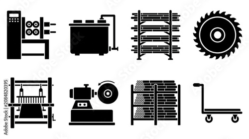 Set of Industrial Manufacturing and Heavy Machinery Icons