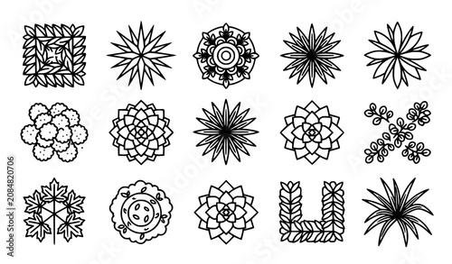 Hand Drawn Decorative Floral Mandala Ornament Collection with Geometric Flower Vector Design Elements Set