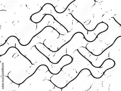 Abstract Brick Wall Masonry Hatch Pattern Background, Black and White Architectural Grid Line Art Texture, Hand Drawn Geometric Drafting Layout Vector Element for CAD Software