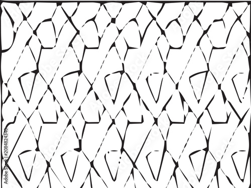 Abstract Brick Wall Masonry Hatch Pattern Background, Black and White Architectural Grid Line Art Texture, Hand Drawn Geometric Drafting Layout Vector Element for CAD Software
