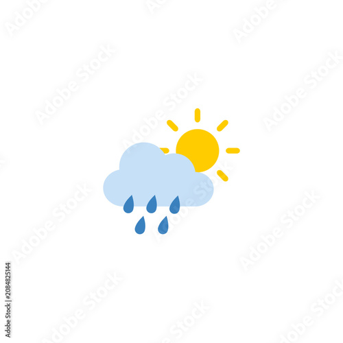 weather icon, sunny rain cloud, climate symbol, meteorology sign