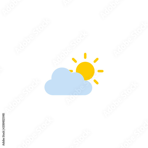 Weather icon, sunny day, cloud and sun, vector graphics
