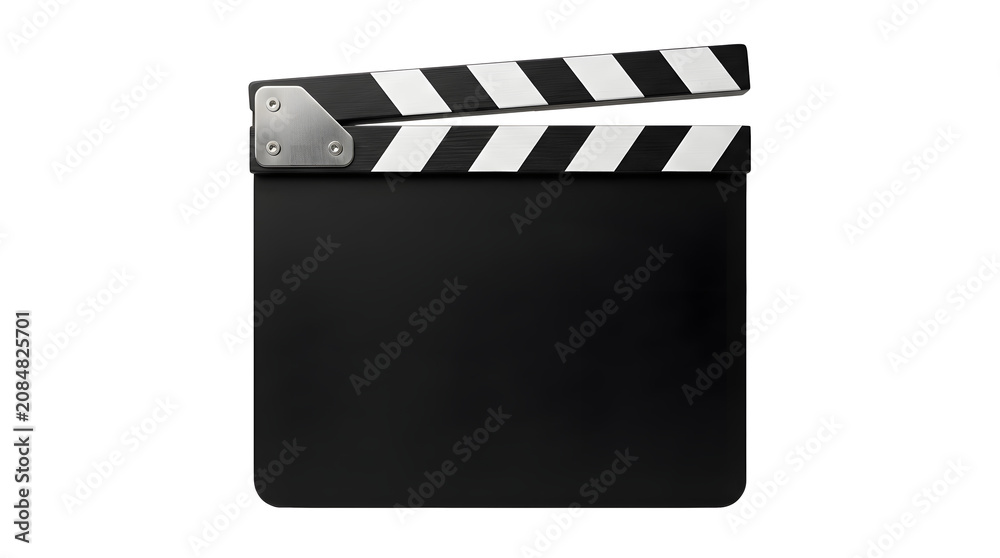Fototapeta premium Black movie clapperboard on white background