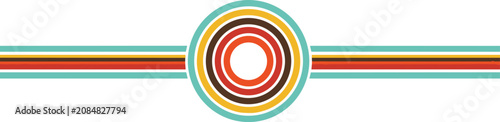 Retro Concentric Circles And Horizontal Stripes In Vintage Colors On White Background vector illustration