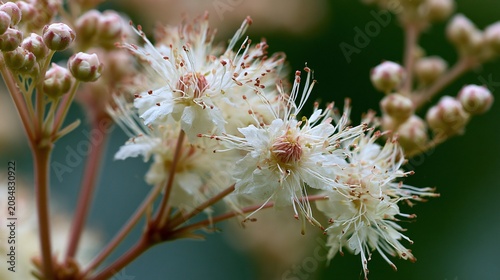 Closeup of Blooming Meadowsweet Plant in Soft Colors