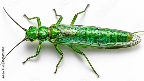 Close-up Green Stonefly Plecoptera Isolated White Background Stock Photo