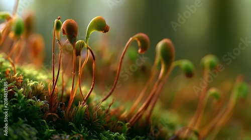 Closeup Lanky Moss Rhytidiadelphus loreus Soft Colours - Coloful Nature Background