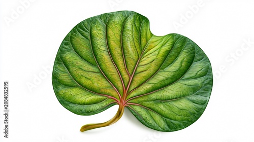 Close-up of Coccoloba uvifera sea grape plant leaf underside view