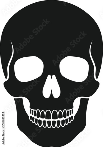 Halloween day black skull icon for spooky decorations and party supplies