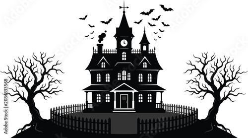 Spooky haunted house illustration for halloween day celebrations and decorations
