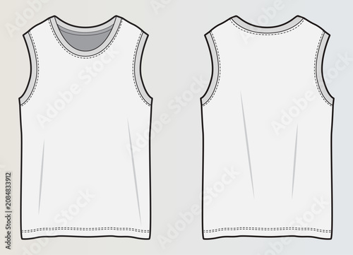 Bild auf Leinwand Sleeveless T-shirt Detail Flat Drawing CAD