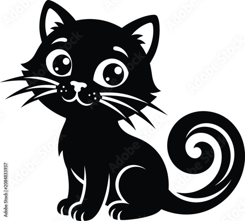 Black cat illustration for halloween day spooky season vector graphic