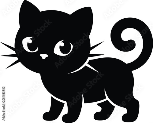 Black cat icon for halloween day spooky vector illustration