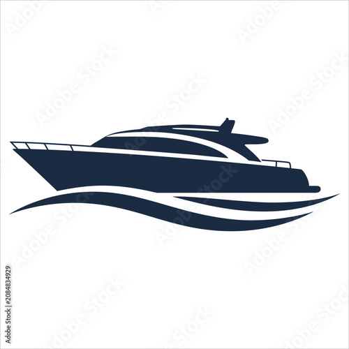 Photos Luxury White Motor Yacht Vector Illustration Isolated on Water Fast Speedboat fo
