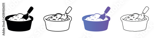 Fotografía Set of four icons depicting a bowl of mashed potatoes with a spoon