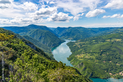 Konstfotografi Stunning panoramic view of the emerald green Perucac Lake and Drina River canyon