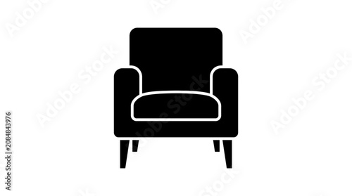Modern Armchair Icon Silhouette, Minimalist Furniture Design