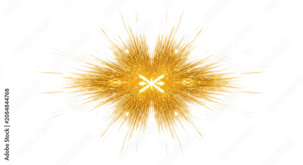 Fototapeta premium Abstract golden light explosion effect isolated on transparent background