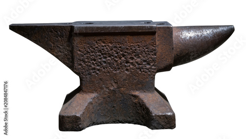 Foto Isolated heavy blacksmithing anvil with a rustic textured surface and strong ind