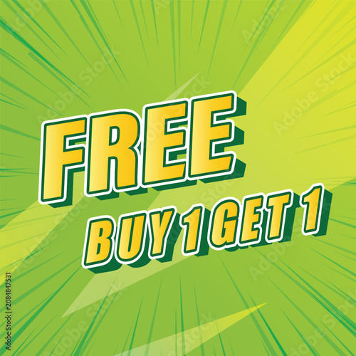 Buy 1 Get 1 Free, sale tag, banner design template, discount app icon. EPS 10.