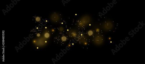 Slika na platnu Dust festive stardust vector with shimmering confetti, glowing gold particles an