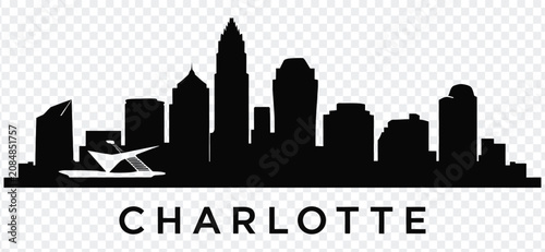 Bild auf Leinwand Charlotte north carolina city skyline silhouette vector illustration with text