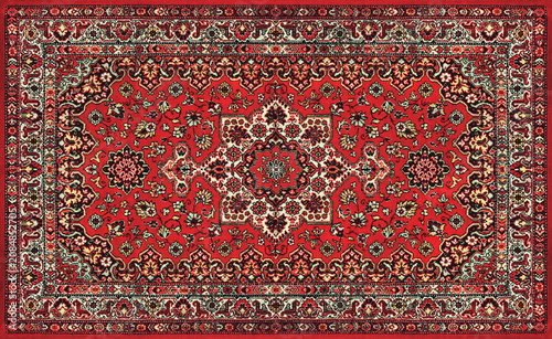 Old Red Persian Carpet Texture, abstract ornament