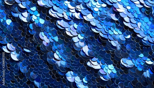 Abstract Blue Background Of Metallic Round Sequins