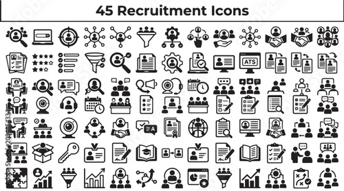 Recruitment Icons Set, Various HR and Job Related Symbols