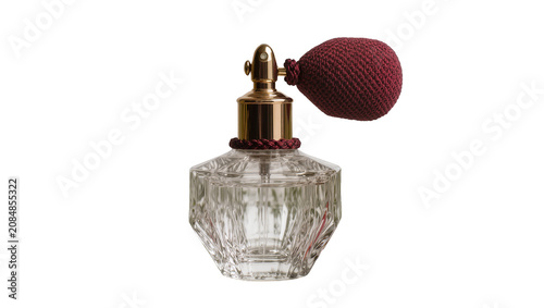 Foto Isolated elegant vintage perfume atomizer bottle with classic faceted glass and