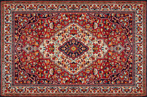 Old Red Persian Carpet Texture, abstract ornament