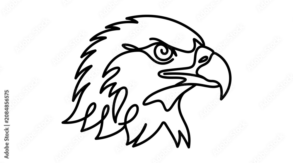 Fototapeta premium Minimalist Eagle Head Line Art - Vector Illustration
