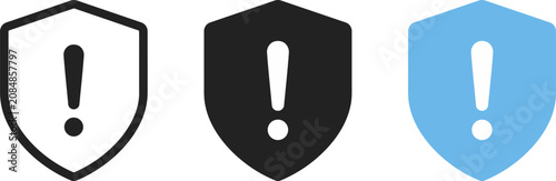 Bild auf Leinwand Set of security shield icons with warning